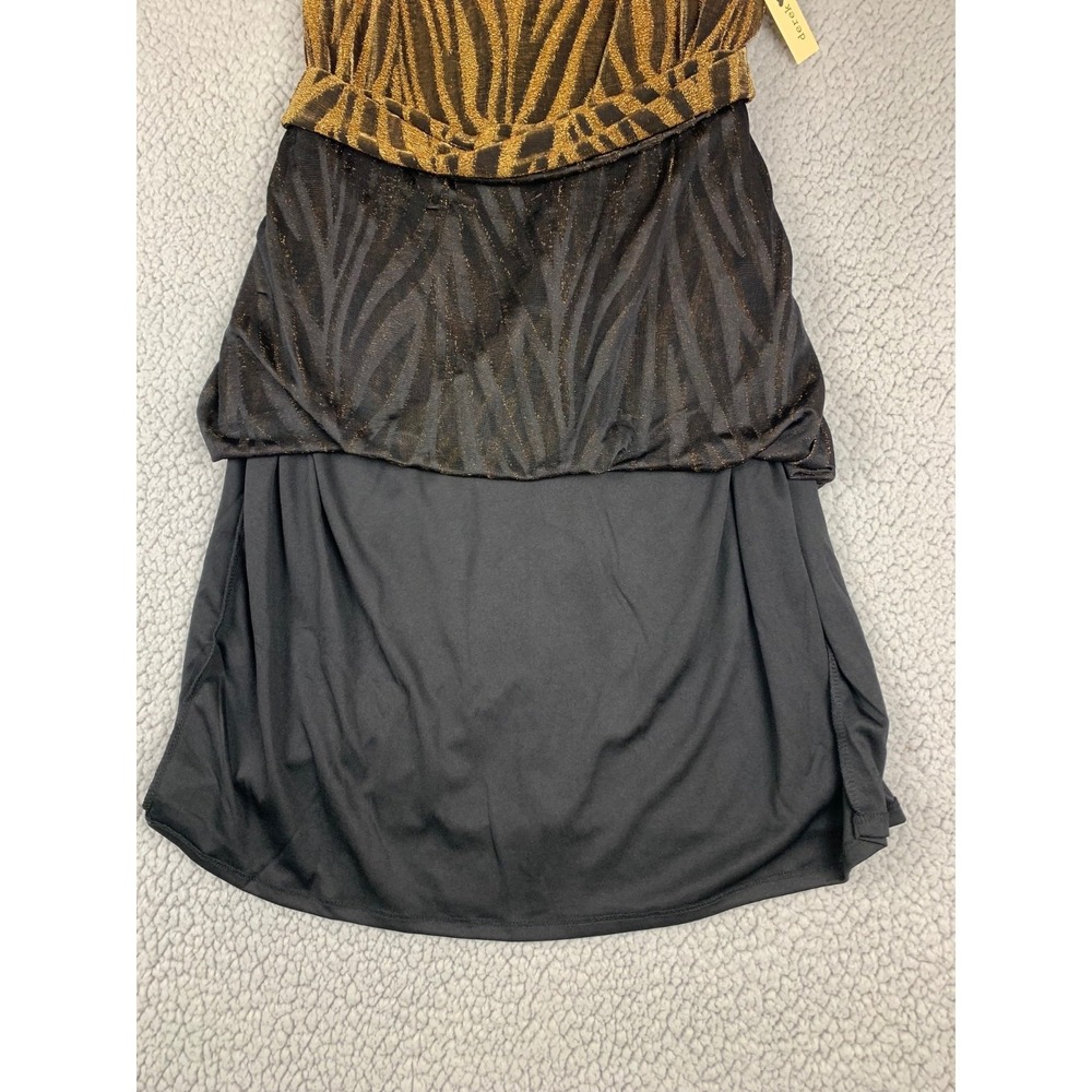 Derek Heart‎ Women's 3X Black Gold Zebra Print Sleeveless A-Line Dress NWT - Picture 2 of 9